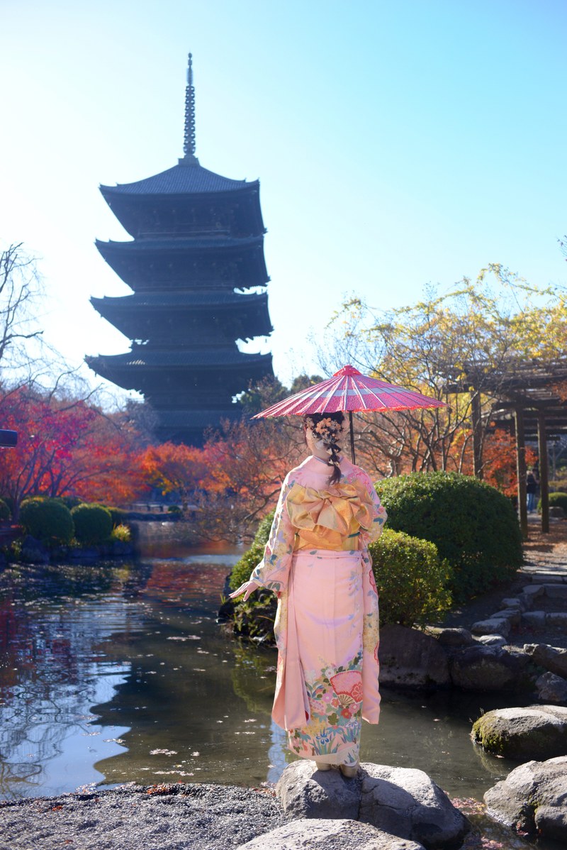 成人式前撮り 東寺庭園撮影